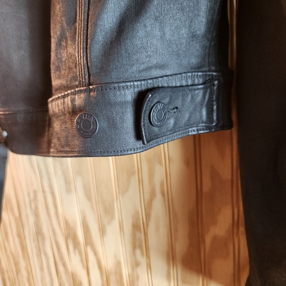 7 Seven for all Mankind Denim Black Wax Coated Jacket - Picture 5 of 13